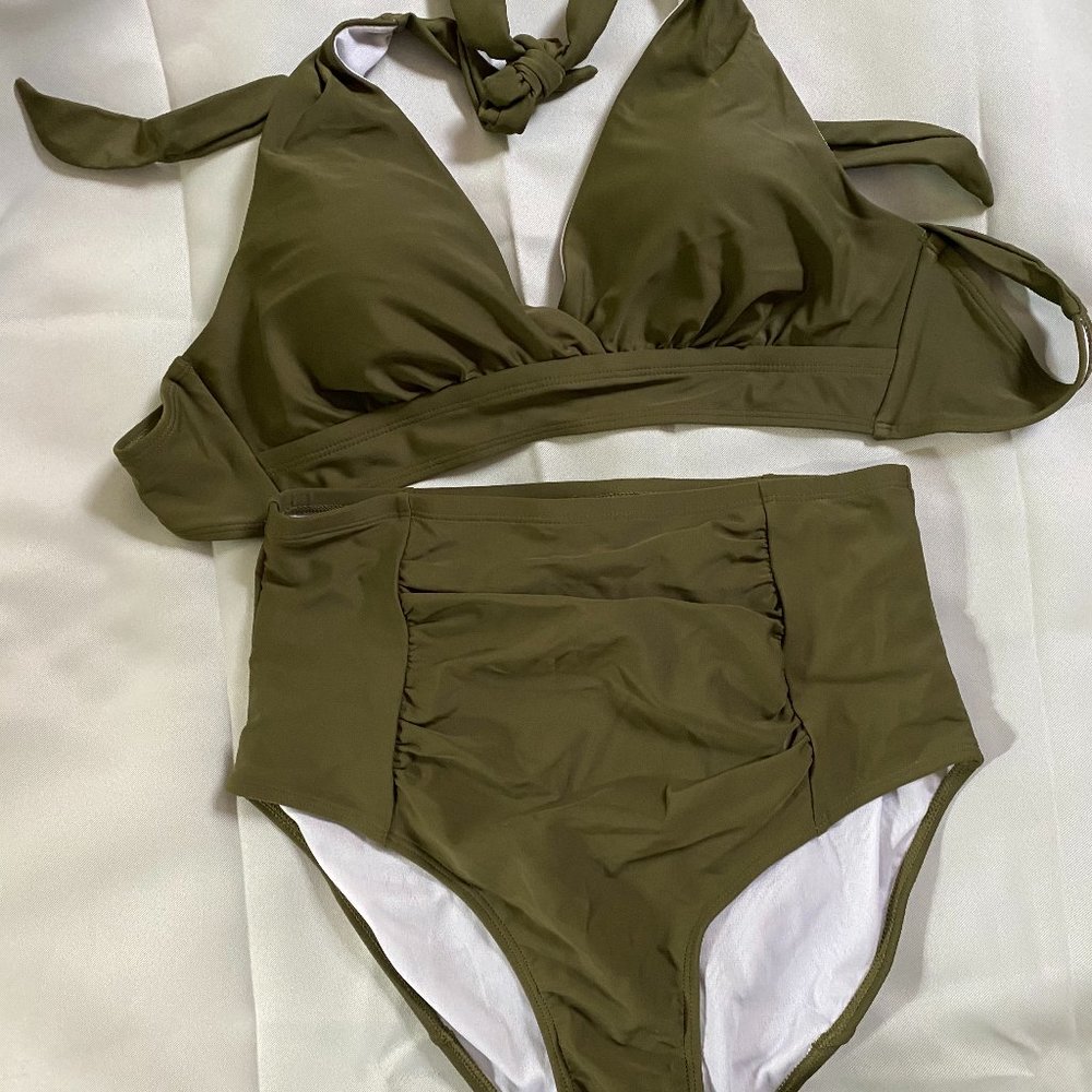 Womens Halter Self Tie High Waist two Piece Bikini